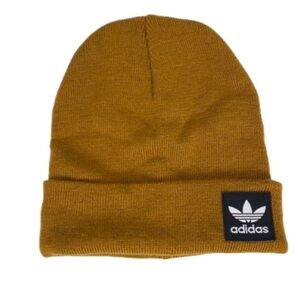 Adidas Winter Beanie Hat Mustard Yellow Ribbed Knit Unisex Adult One Size